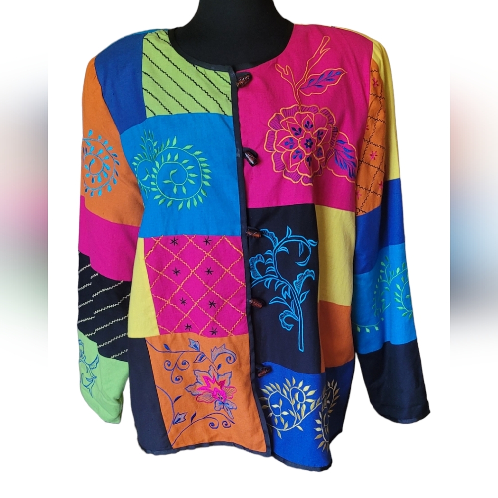 Indigo Moon Embroidered Patchwork Coat - image 6